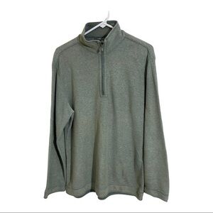 Indigo Palms mens Revesible half zip tencel cotton sweater light green Medium